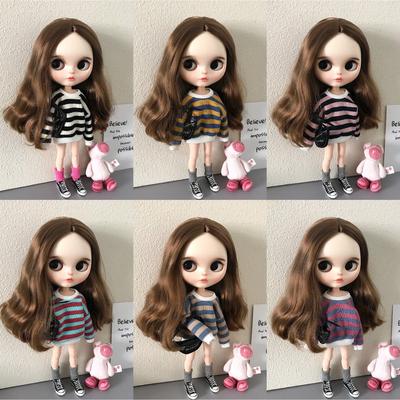 小布blythe娃娃衣服 ob24 ob26 azone素体 Ymy22娜娜肉肉条纹卫衣