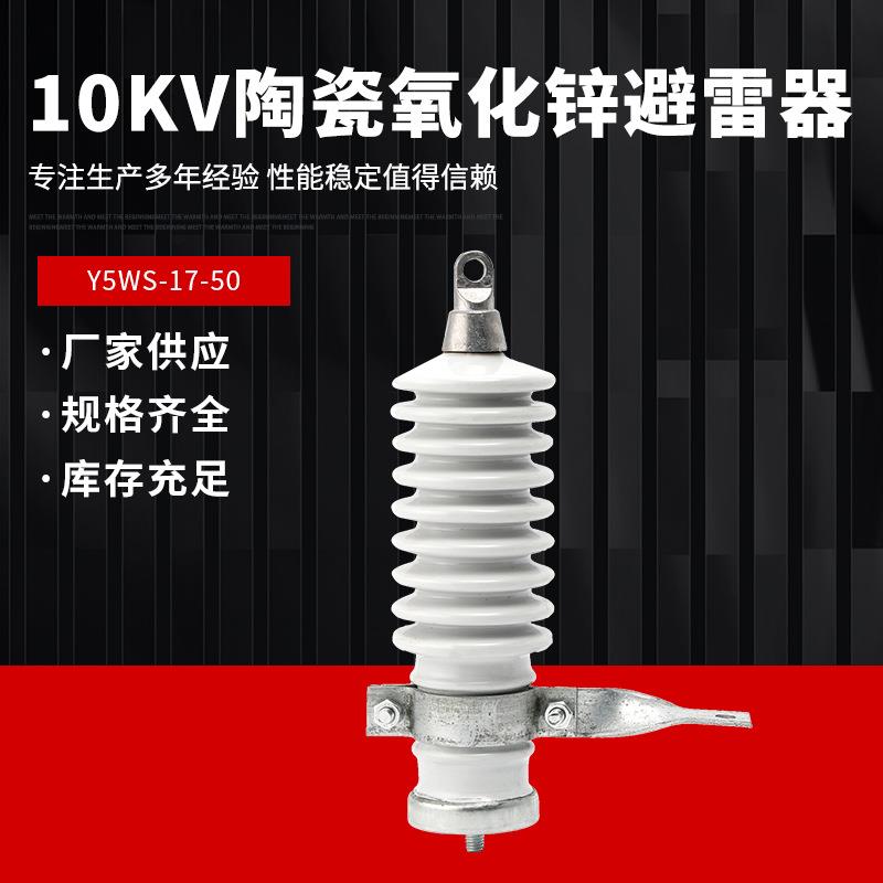 户外10KV高压陶瓷氧化锌避雷器Y5WS-17/50户外线路瓷瓶防雷电站型