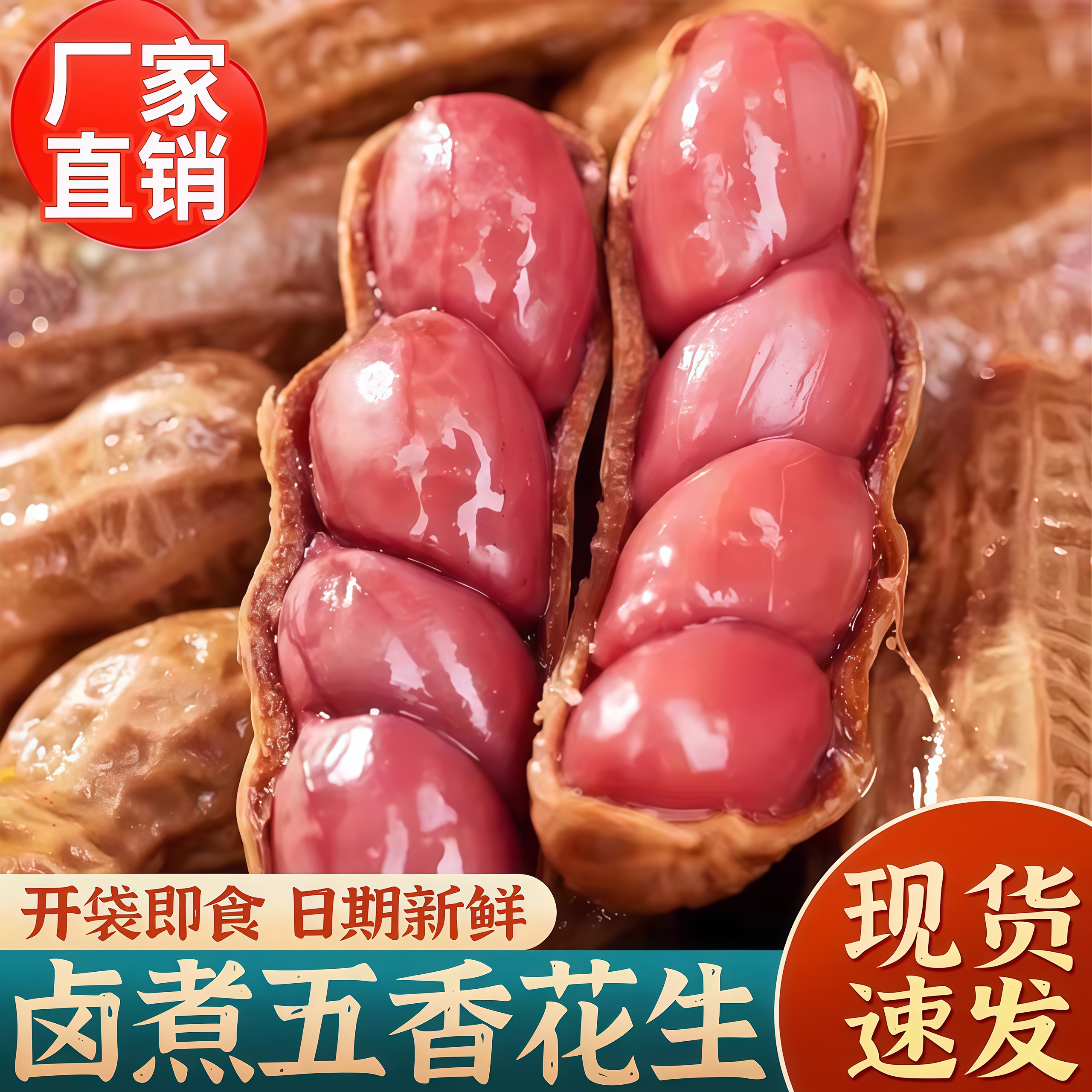 五香卤煮花生500g开袋即食图片