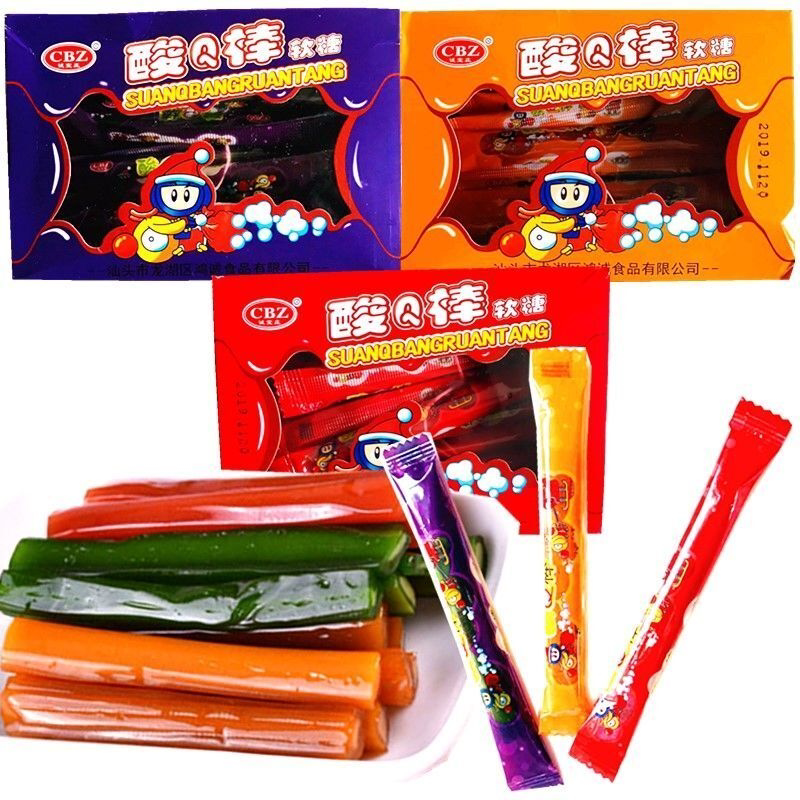 酸q棒软糖粘牙糖棒糖果水果味小时候80后怀旧糖果零食拉丝糖批发