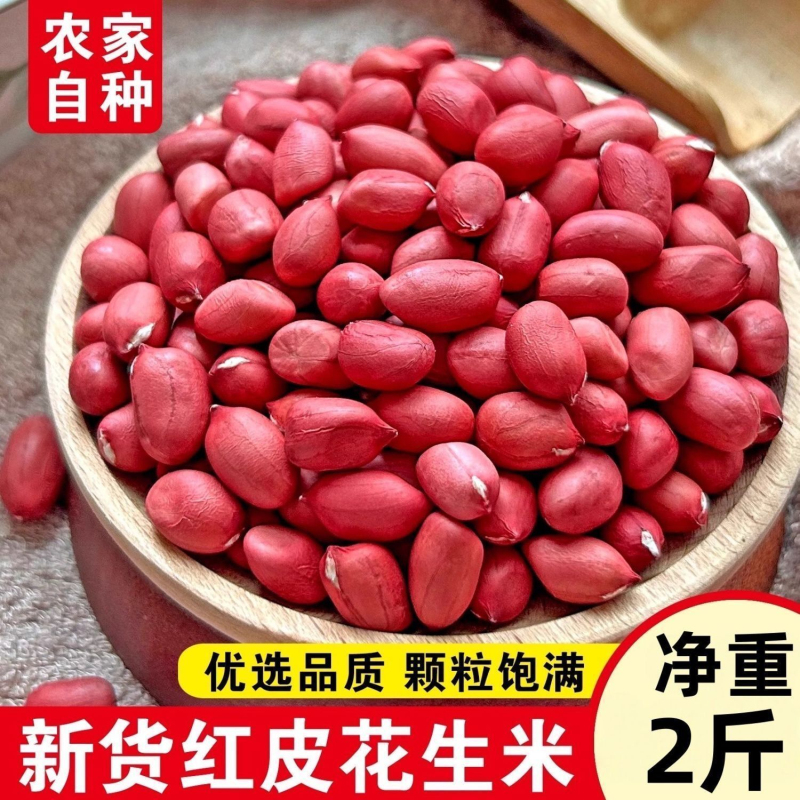 当季红皮花生米新货小颗粒正宗无壳四粒红花生红衣花生米批发