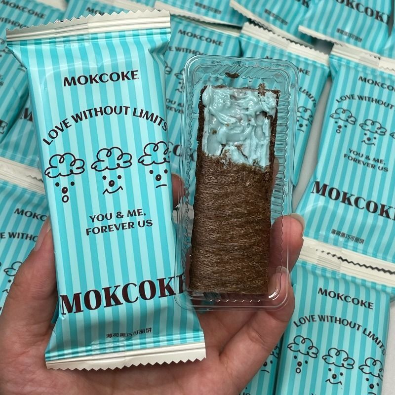 MOKCOKE薄荷巧克力蛋卷夹心饼干可丽卷休闲小零食网红高颜值喜糖