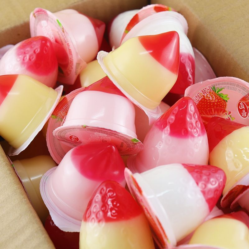 草莓造型果冻小仙桃果冻摆盘高颜值甜品儿童零食批发中秋节果冻塔