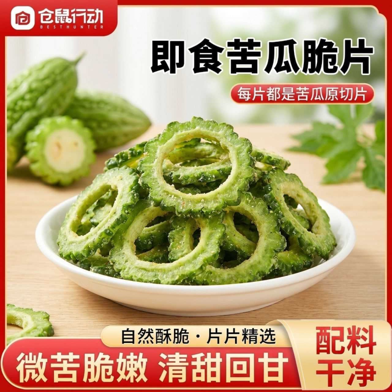苦瓜脆片开袋即食脱水冻蔬菜干果蔬脆无添加零食休闲解馋小吃食品