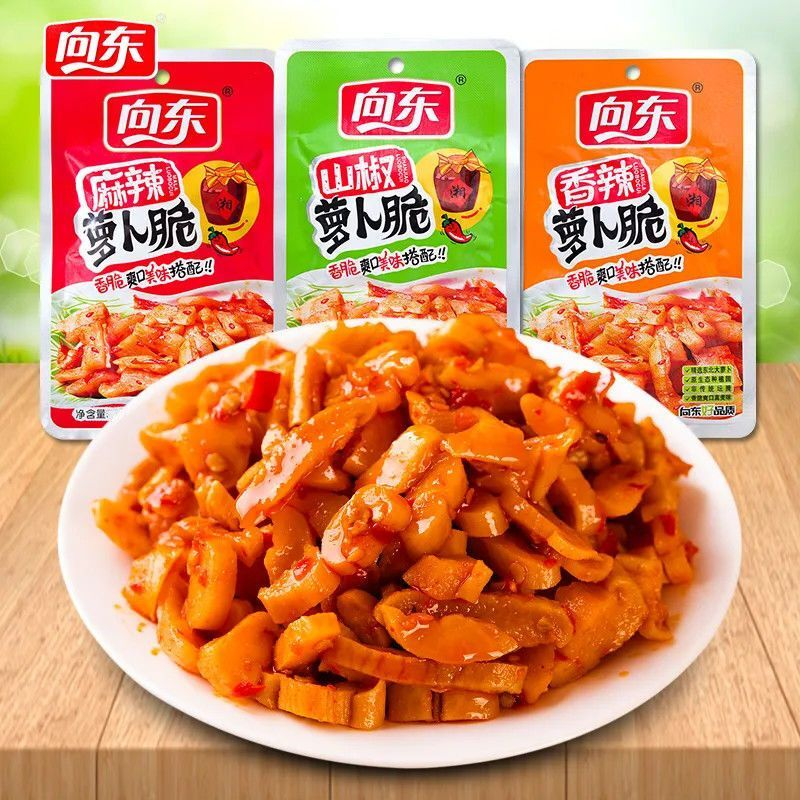向东萝卜脆袋装湖南特产山椒香辣萝卜干条下饭菜休闲麻辣零食小吃