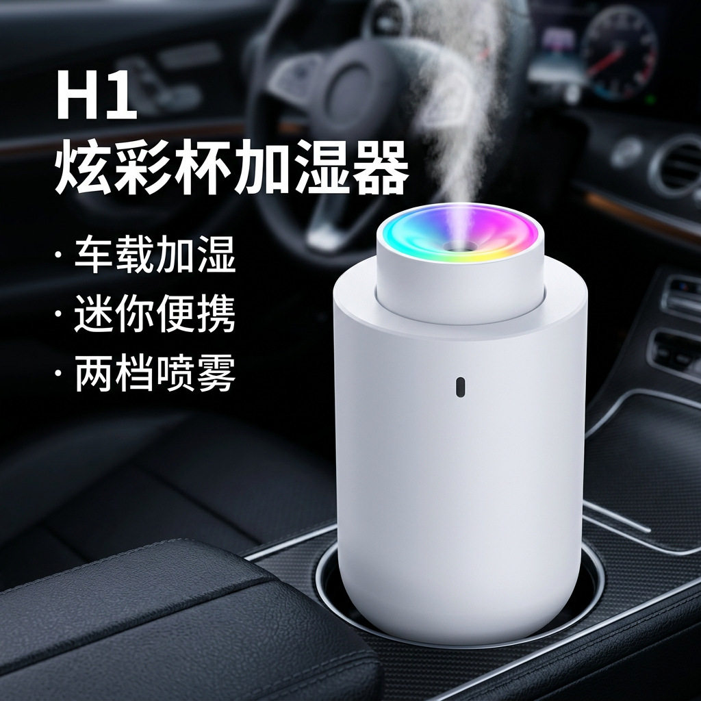 迷你夜灯加湿器小型USB桌面便携车在桌面超声波雾化加湿器
