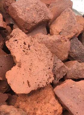 火山岩切片污水处理滤料红色黑色人工湿地填料大块火山石颗粒