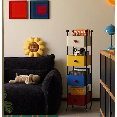 彩虹书架可移动客厅家用儿童绘本收纳转角置物架子卧室铁艺杂志架