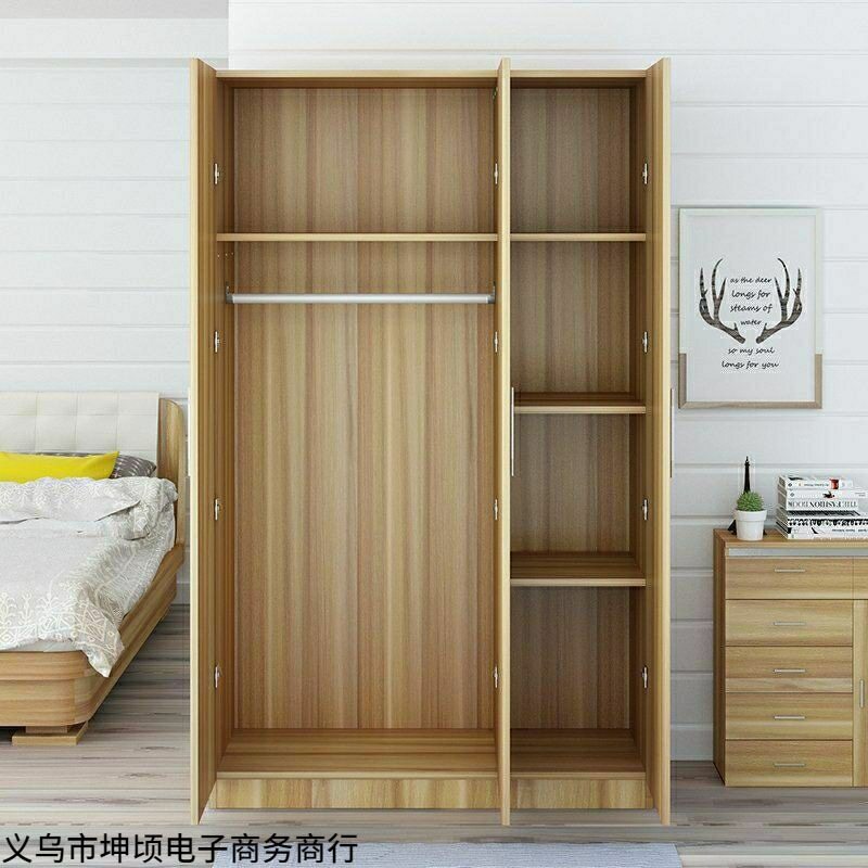 简约衣柜三门四门家用卧室大衣柜整体组装大衣橱柜宿舍出租房衣柜