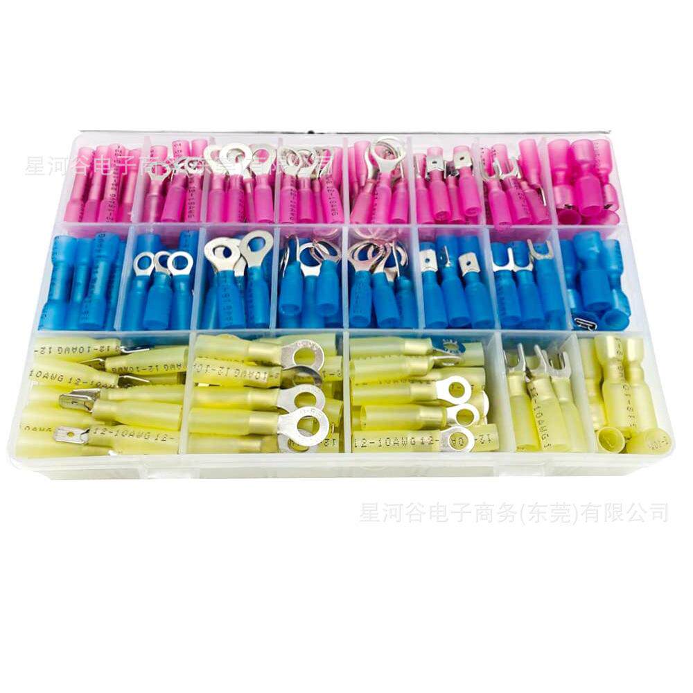 260PCS盒装防水焊接密封线连接器管型镀锡红铜预绝缘电压铲型端子