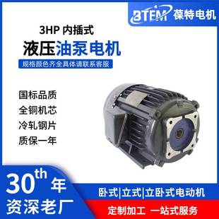 原厂生产三相异步卧式 电动机3HP内轴2.25KW油压电机液压齿轮马达