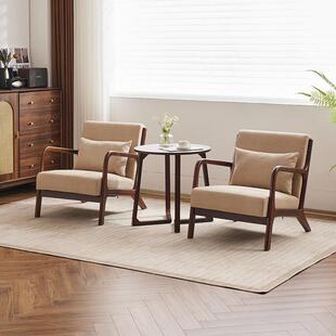 户外桌椅家用小户型懒人单人实木沙发椅露台阳台茶桌椅三件套组合