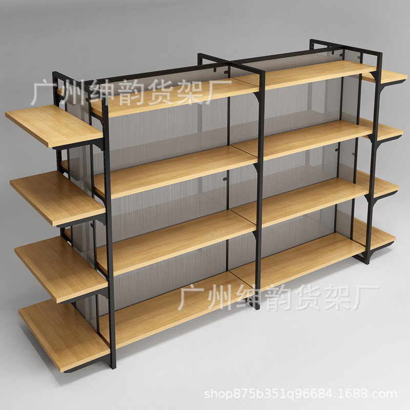 名创款优品精品店文具货架饰品展示架双面中岛钢木货架展示柜批发