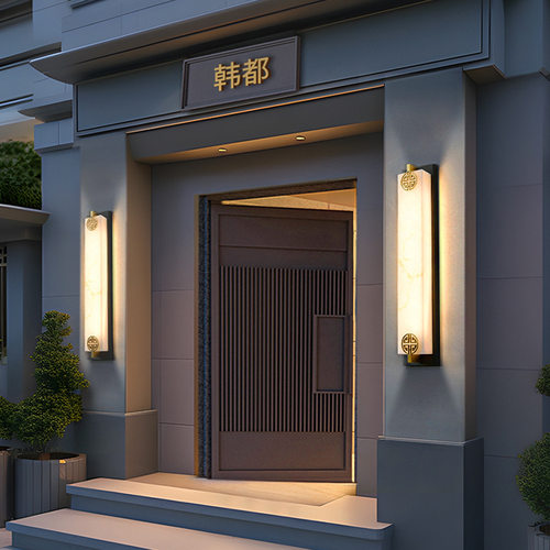 户外壁灯2024新款云石壁灯户外景墙灯太阳能长条灯新中式大门壁灯