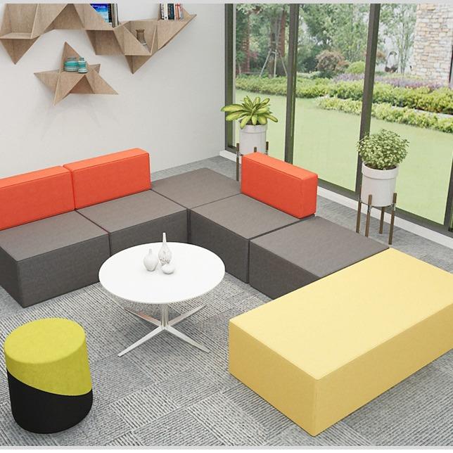 办公会客休闲区自由拼接转角小沙发现代简约创意百变皮艺茶几组合