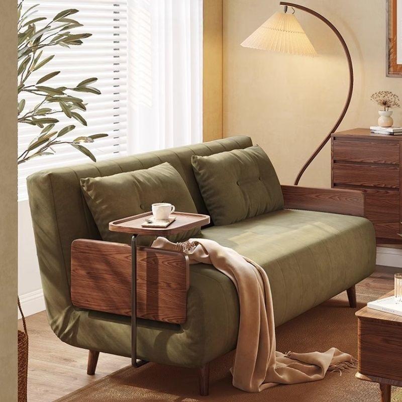 实木沙发床复古可折叠两用小户型客厅阳台多功能可伸缩简约沙发