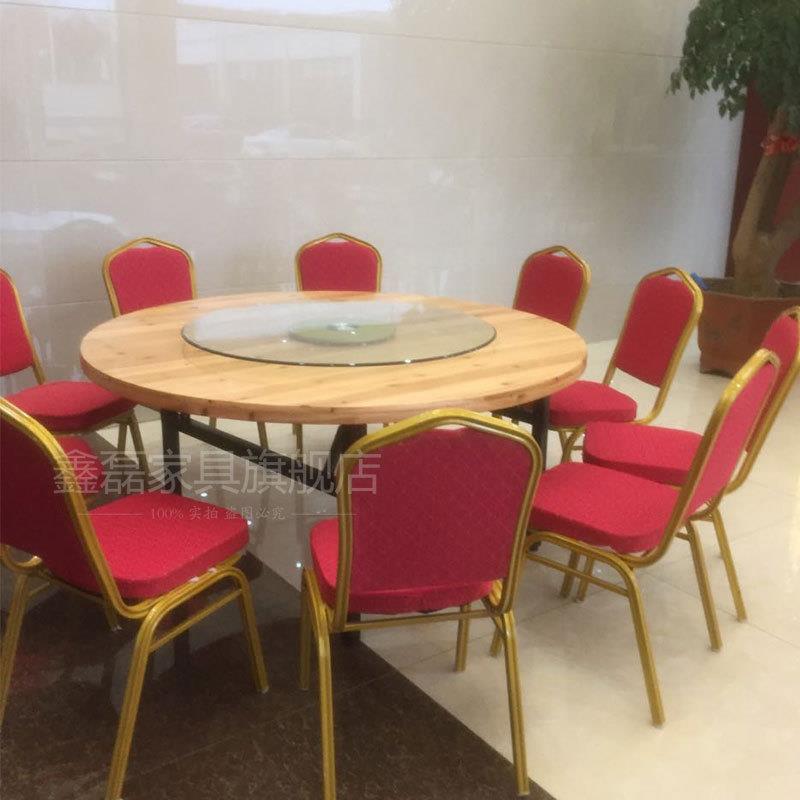 实木杉木折叠大圆桌食堂饭店酒店餐厅圆台圆桌面宴会厅实木圆桌子