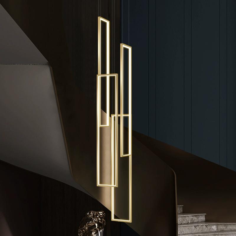 楼梯长吊灯别墅旋转loft公寓挑高客厅楼梯间灯复式楼中楼梯灯吊灯