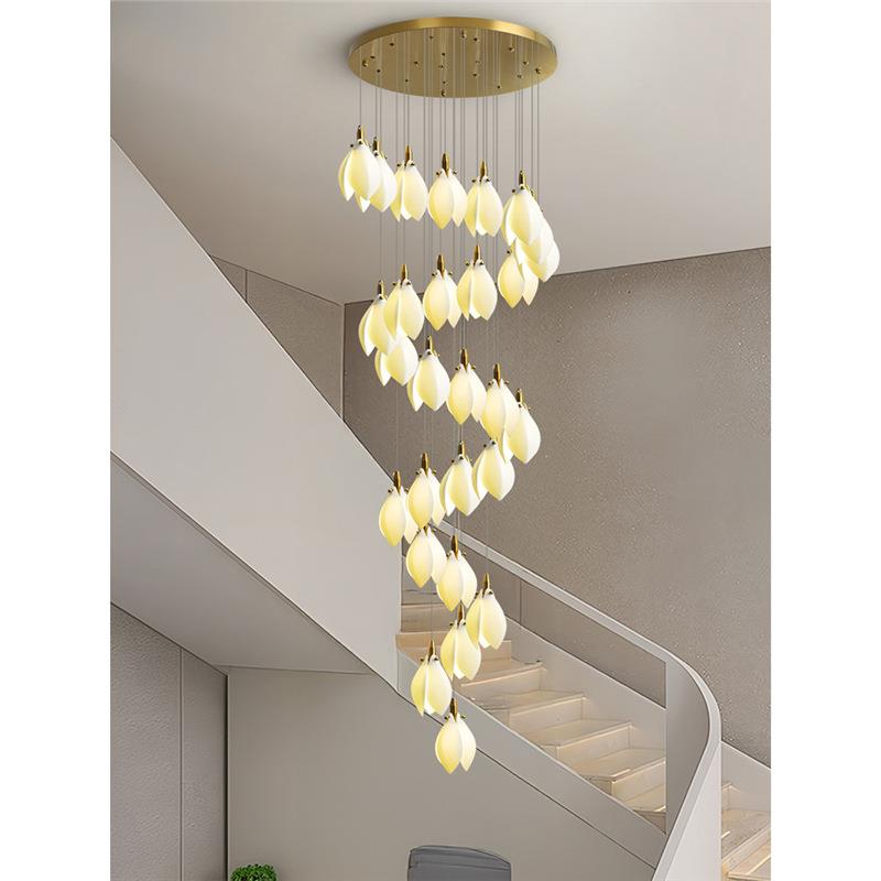 后现代复式楼灯陶瓷艺术设计师别墅客厅酒店大堂loft公寓楼梯吊灯