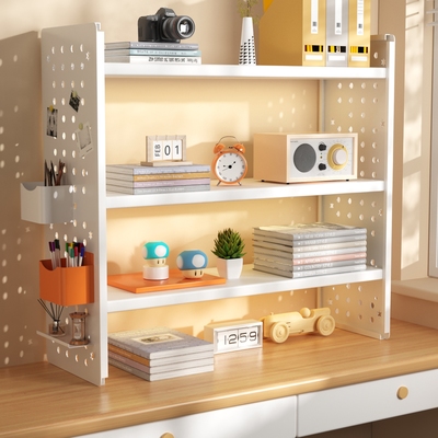 桌面洞洞板置物架宿舍学习多层立式铁艺书架办公室工位杯子收纳架