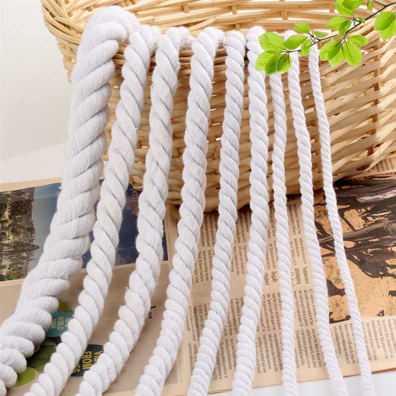 各种粗细装饰装修三股棉绳 漂白色棉线5毫米7-8-20mm1厘米粗绳子