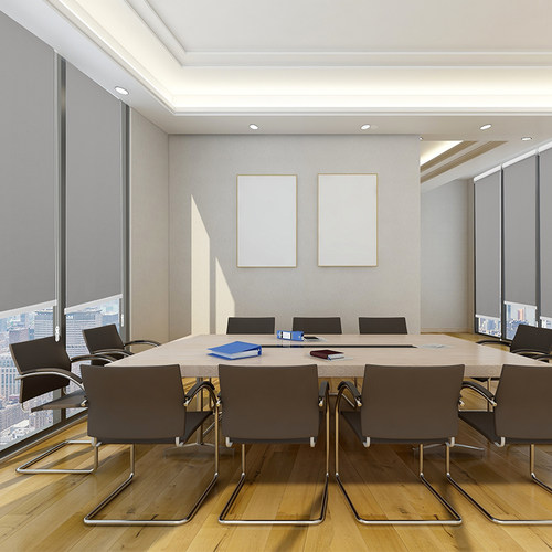 卷帘窗帘办公室会议室窗户免打孔全遮光遮阳卷拉式升降电动拉帘