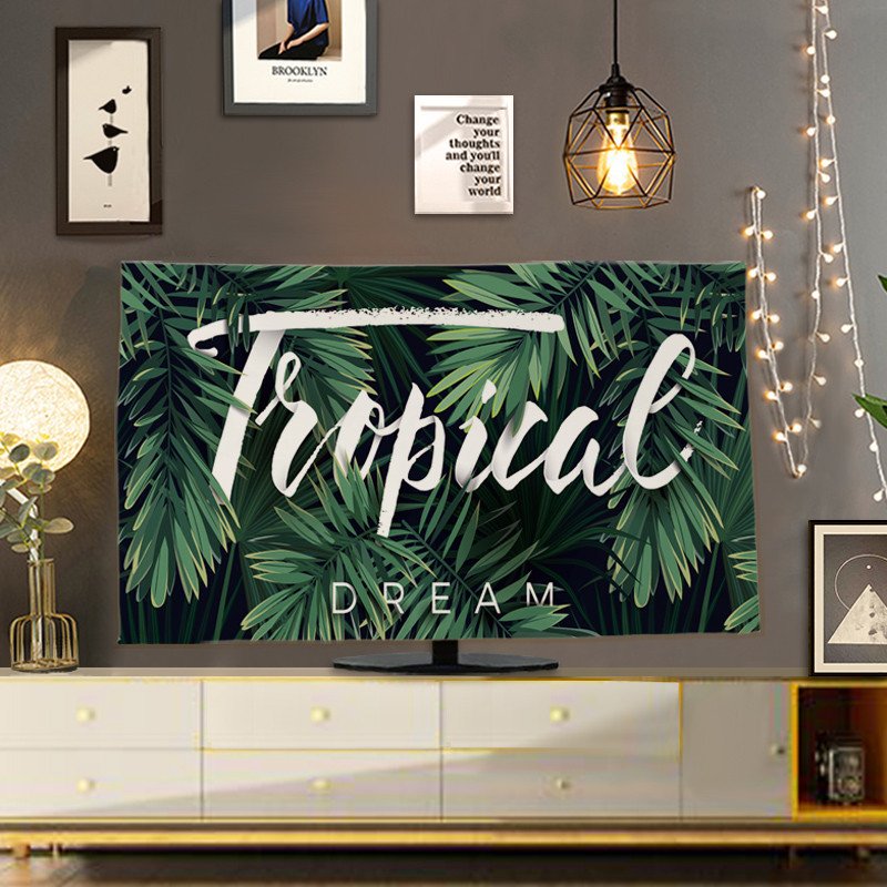 电视机罩子短毛绒家用布艺防尘罩套55英寸挂式盖布巾液晶曲面电视