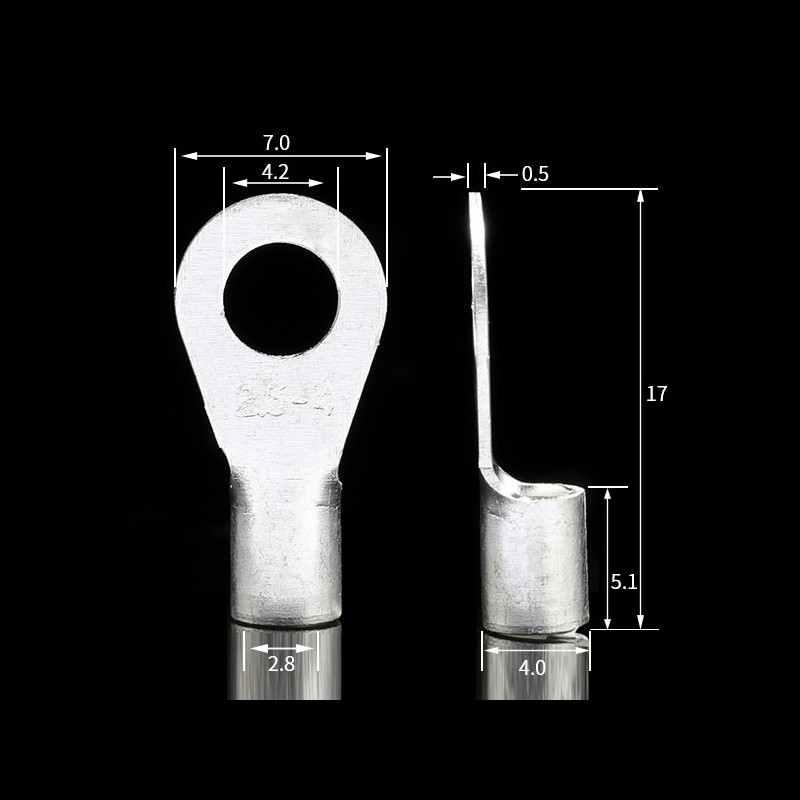 黄铜镀银 OT冷压接线端子OT2.5-4 圆型裸端头铜鼻子 1000只