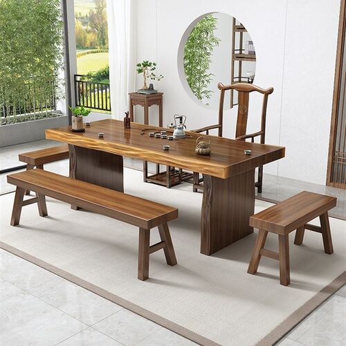 工厂直销实木大板茶桌椅组合办公室原木整板茶台会议桌茶具套装