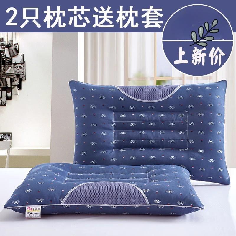 整头枕头枕芯加枕套平矮低枕薄款偏硬荞麦皮决明子一对装家用柔软