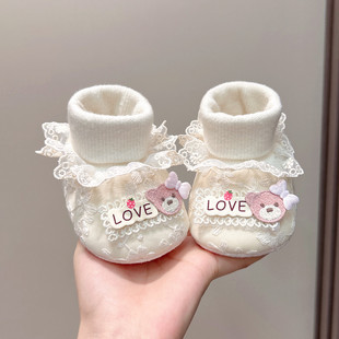 12个月软底防掉中筒护脚鞋 婴儿鞋 加绒女宝宝保暖鞋 0到3女 子冬季
