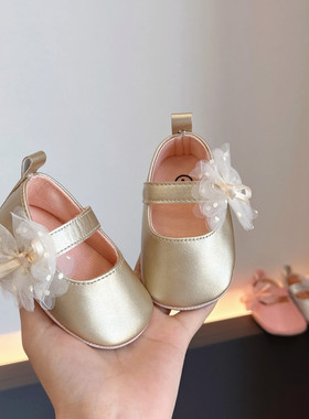 2025秋季新款宝宝鞋婴儿鞋金银亮皮软底学步鞋小皮鞋0-1岁生日鞋