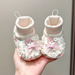 袜0 6到12月公主不掉鞋 1岁女宝秋冬棉鞋 软底防滑步前鞋 婴儿鞋