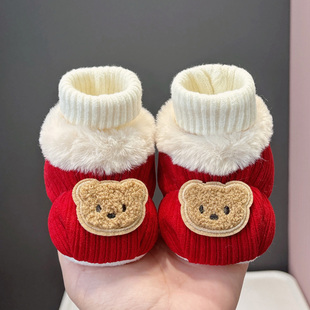 冬季软底加厚男女宝宝婴儿鞋子小月龄新生儿保暖鞋袜周岁可爱鞋子