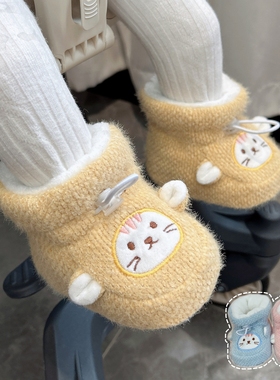 婴儿棉鞋冬季加厚加绒宝宝鞋子女冬软底不掉护脚男新生儿鞋套保暖