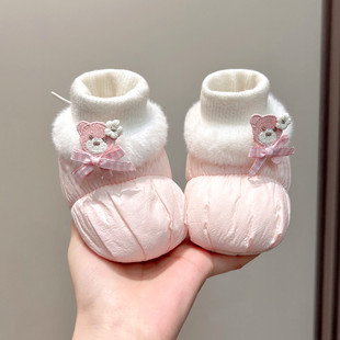 12个月保暖加绒防掉跟步前鞋 婴儿鞋 1岁女宝宝学步袜鞋 子0