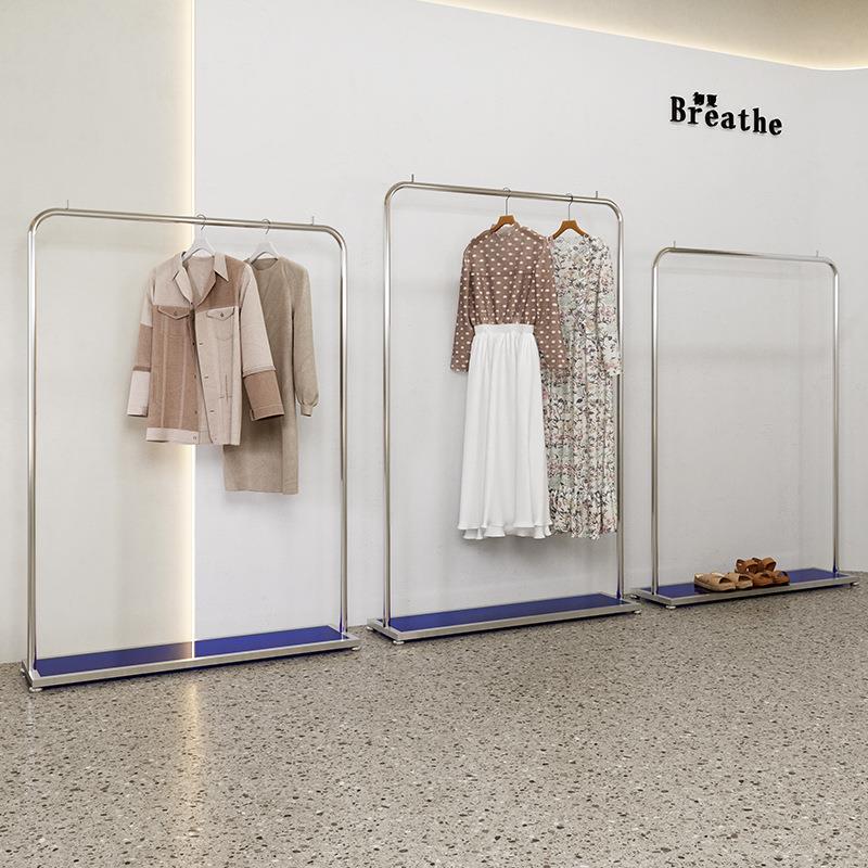 服装店展示架陈列架落地式不锈钢挂衣服架子高端男女装店中岛货架