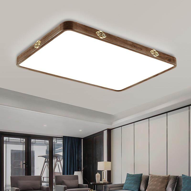 古典新中式吸顶灯现代客厅灯胡桃木色简约仿古阳台卧室灯LED灯具