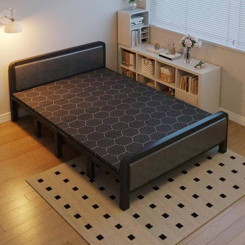 折叠单人床1米2家用简易午睡加床成人出租房结实耐用加固双人铁