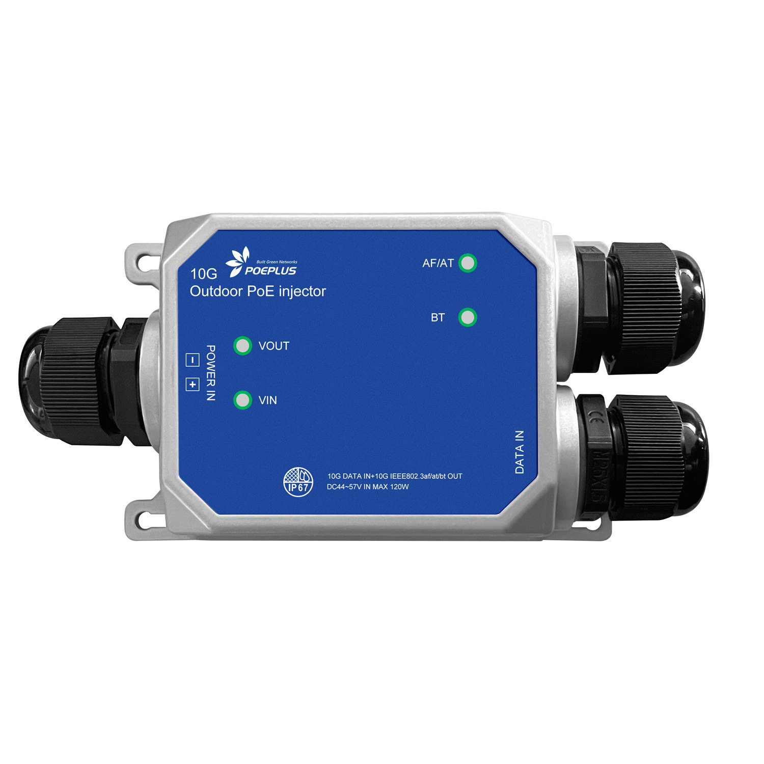 10G户外非标POE注入器,60/120/320W,12-57VdcinCE,FCC,ROHS