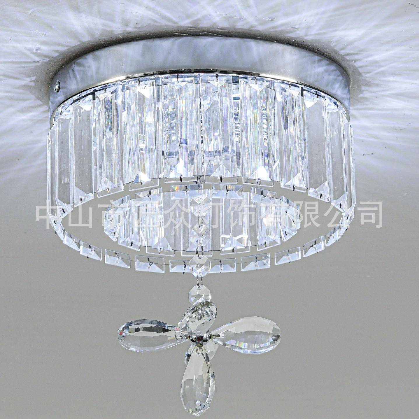 过道灯走廊灯现代简约家用入户门厅玄关灯轻奢创意圆形水晶吸顶灯