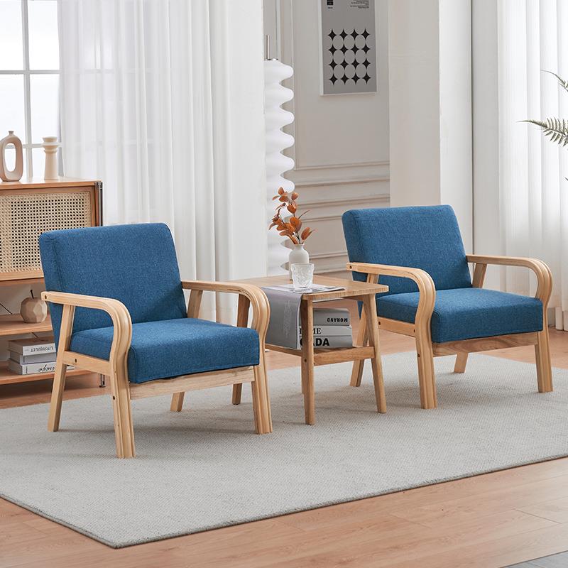 布艺组合小户型出租房实木椅休闲单人双人经济客厅北欧简约沙发椅