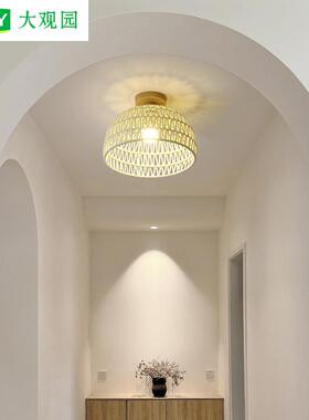 入户过道吸顶灯现代简约藤艺北欧卧室房间灯厨房阳台过道灯具021L