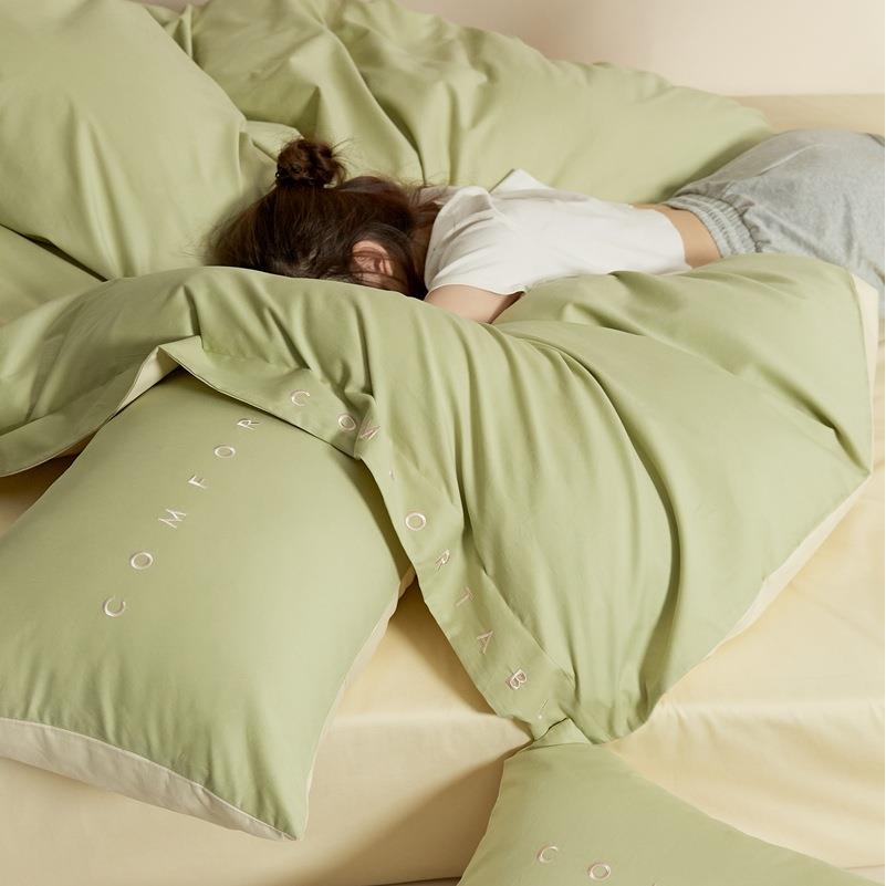 高级感200支长绒棉磨毛四件套纯棉全棉加厚被套床单秋冬床上用品4