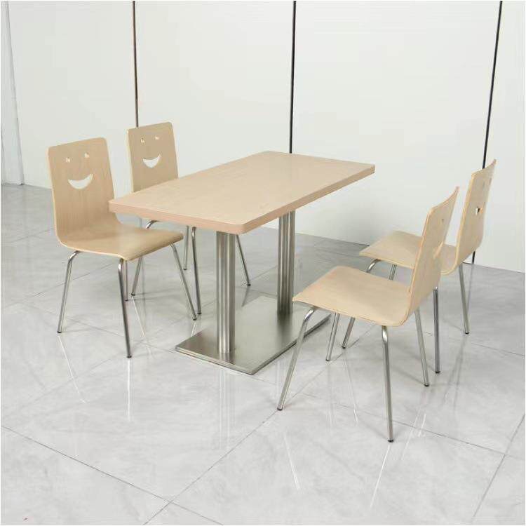 可叠放曲木快餐椅食堂大排档饭店餐椅奶茶糖水店培训椅餐桌椅组合