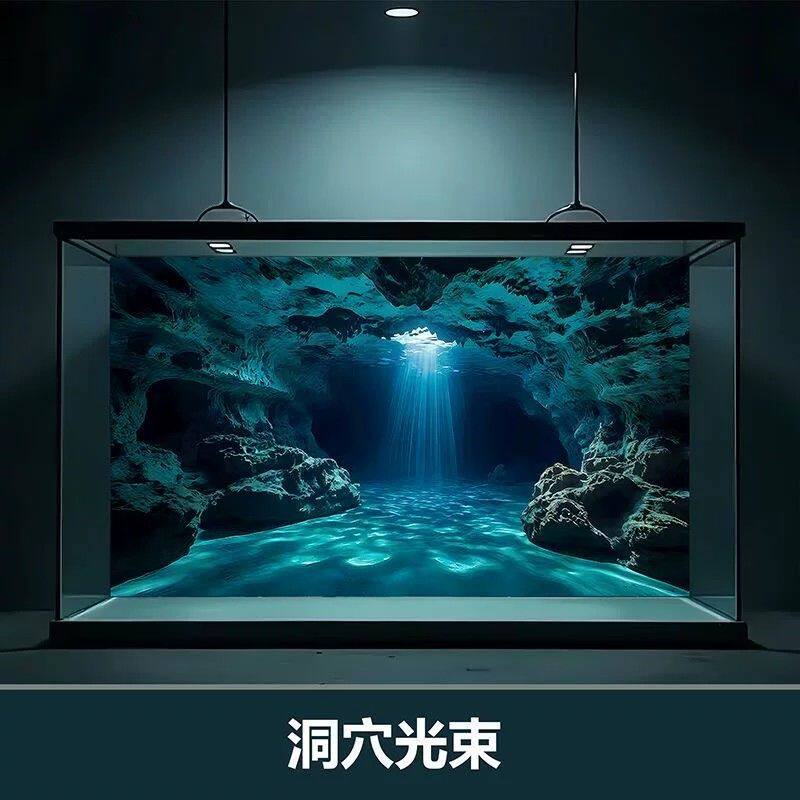 2026新款海底洞穴鱼缸背景专用贴纸5d立体画高清图水族箱造景装饰