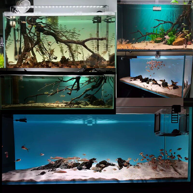 新款鱼缸背景专用贴纸画蓝青白渐变色水族箱造景装饰壁纸正面自粘