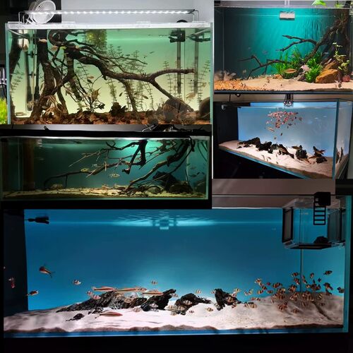 新款鱼缸背景专用贴纸画蓝青白渐变色水族箱造景装饰壁纸正面自粘