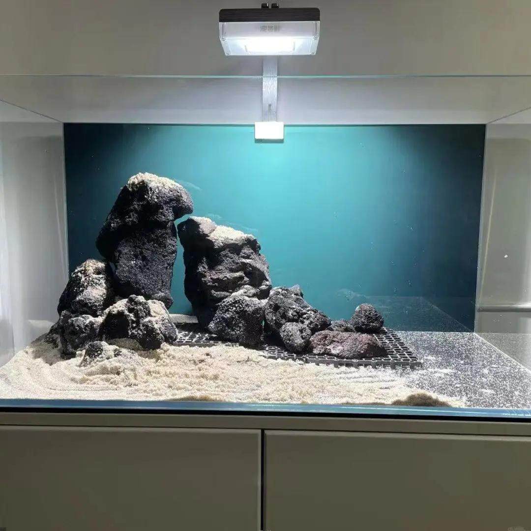 蓝青白正面自粘装饰壁纸新款鱼缸背景专用贴纸画渐变色水族箱造景