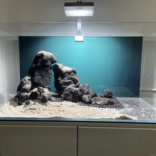 蓝青白正面自粘装饰壁纸新款鱼缸背景专用贴纸画渐变色水族箱造景